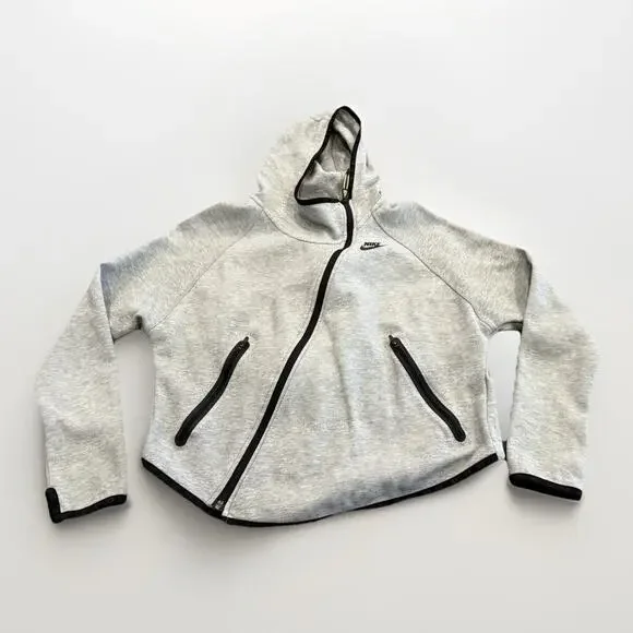 Nike Womens Gray Tech Fleece Butterfly Sweatshirt Full Zip Jacket Size S 617358 - Picture 1 of 10